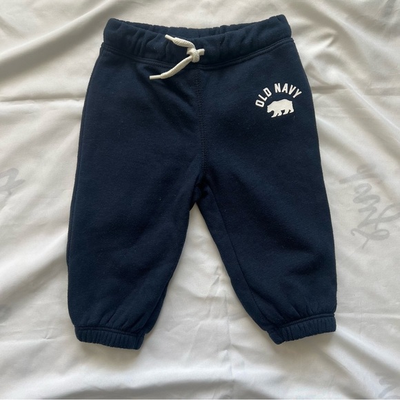 Old Navy Navy Blue Kids Jogger Logo Pants Size 6-12 Months - Picture 1 of 10